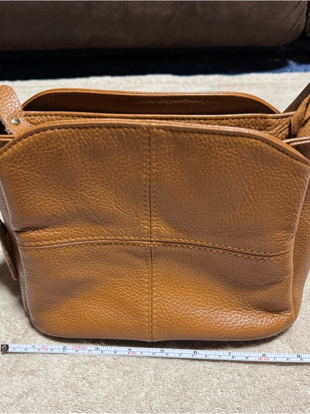 Structured Tan Leather Shoulder Bag